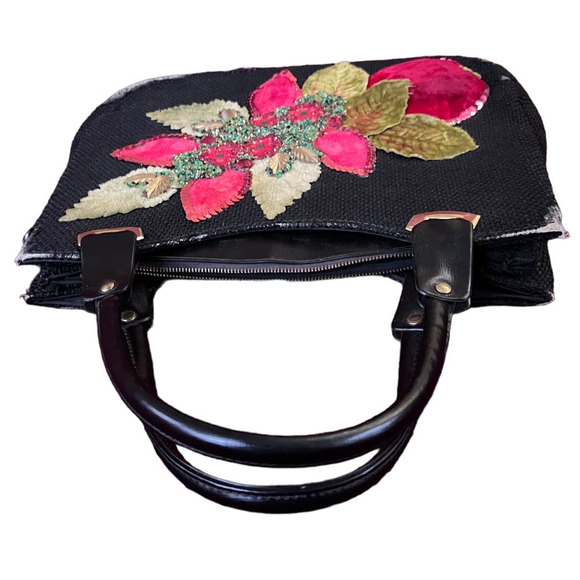 Hand Decorated by Caron of Houston, TX Vintage Handbag w Velvet Jeweled Design - Picture 5 of 16